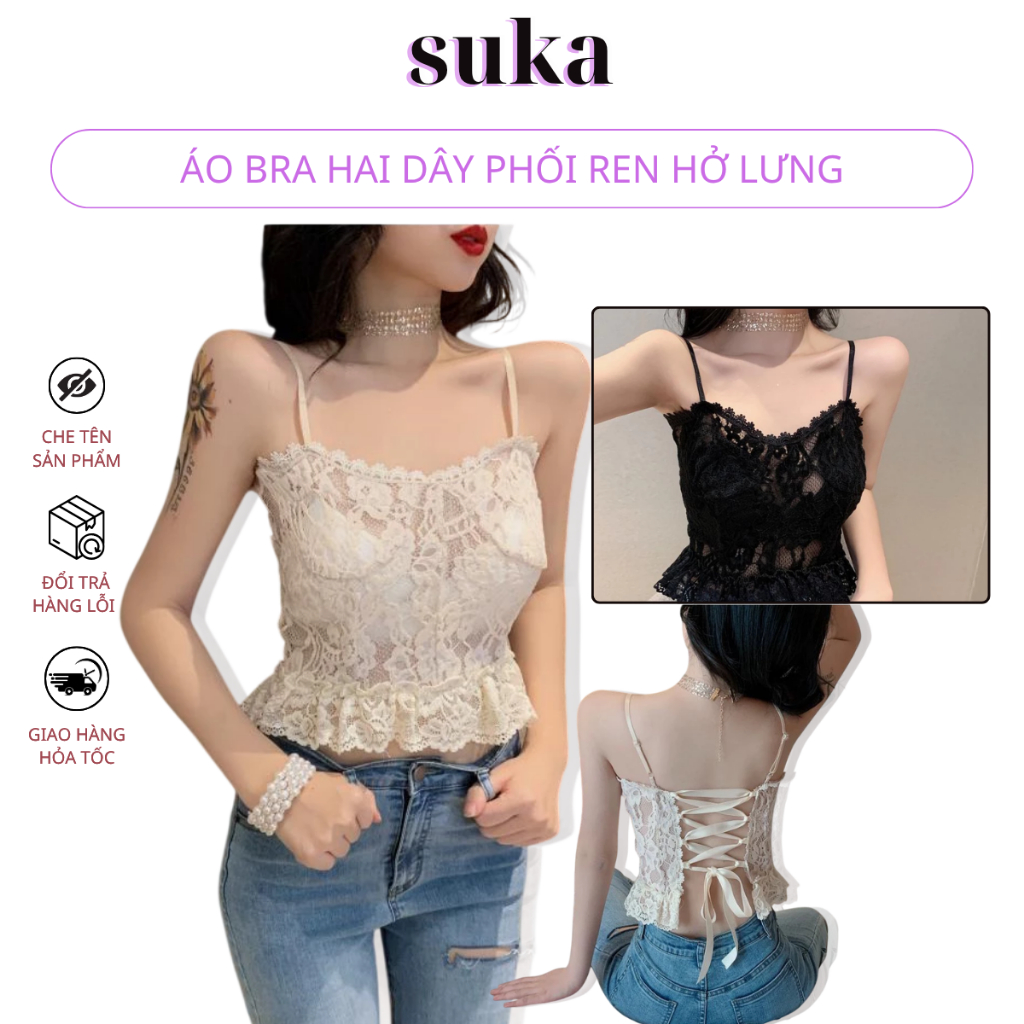 Áo Bra Hai Dây Phối Ren Hở Lưng Gợi Cảm 2236