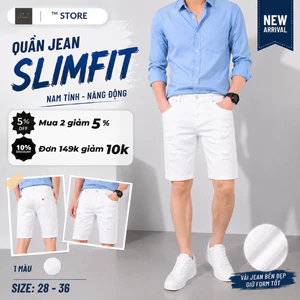 Quần Short Jean Nam Trắng Co Giãn Form Đẹp Phong Cách Hàn Quốc TM JEAN FOR MEN