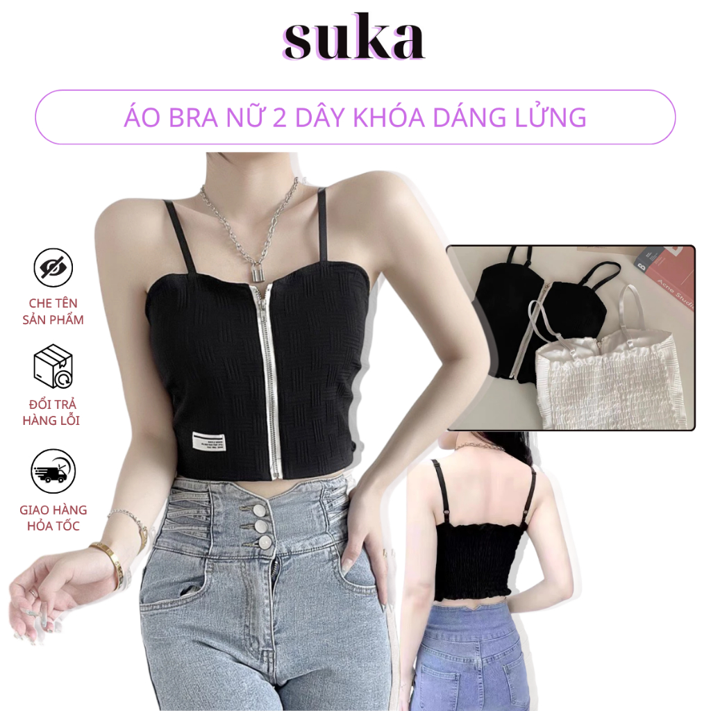 Áo Bra Nữ 2 Dây Khóa Dáng Lửng Có Đệm Ngực Trend Mới 2533