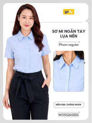 Áo Sơ Mi Nữ Ngắn Tay Form regular fit essential Chống Nhăn TRA WOSS26S002