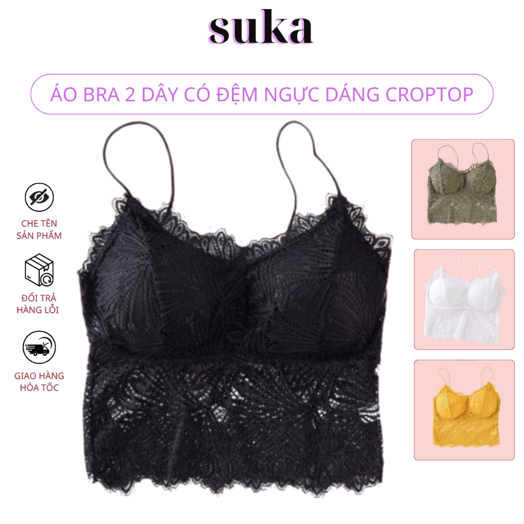 Áo lót Bra ren ,Áo bra 2 dây có đệm ngực dáng croptop 2817