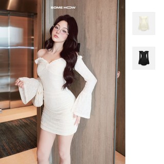 Đầm Nữ Ngắn Off Shoulder Long Sleeves, Chất Vải Ren Thun Thoải Mái, WDN106 SOME HOW STORE