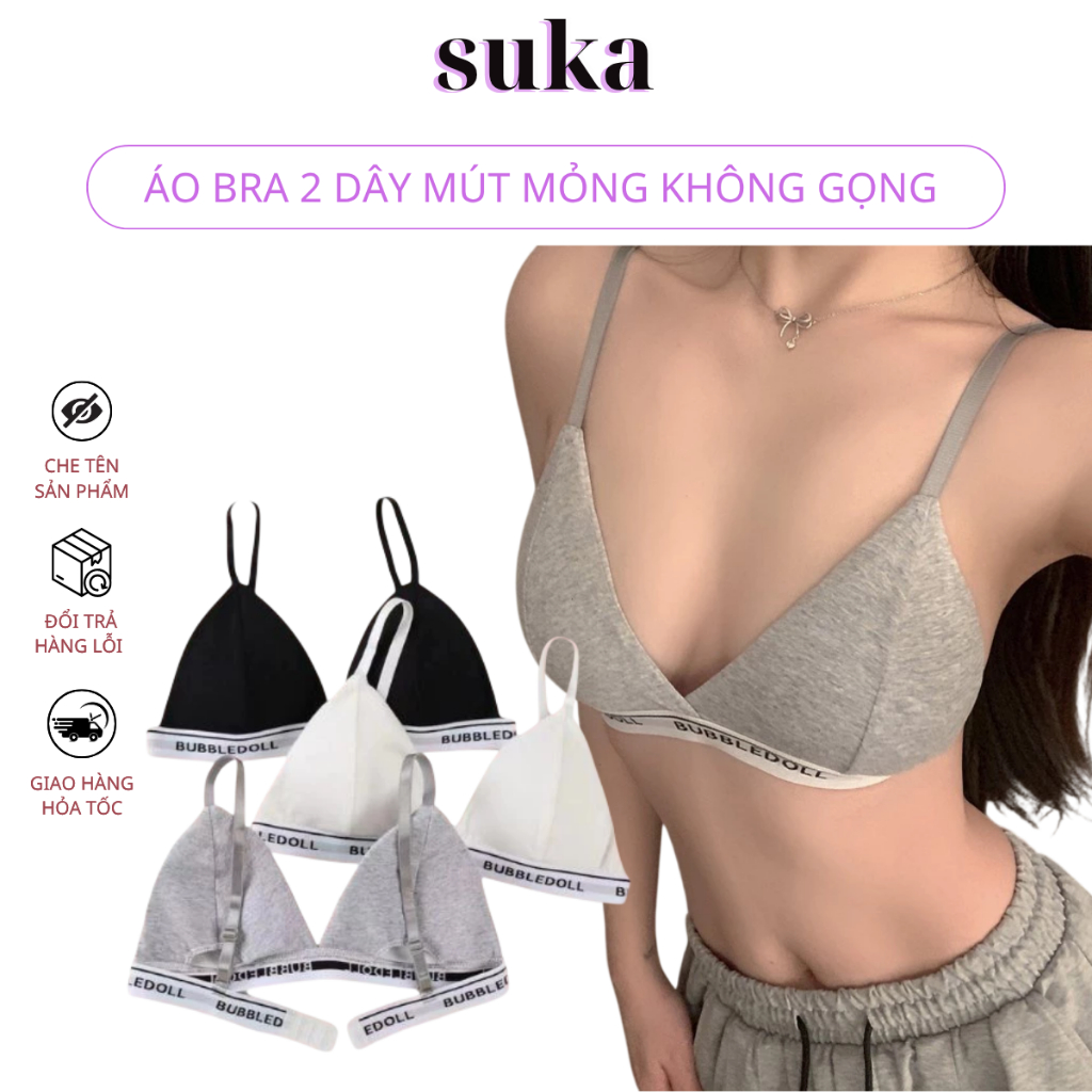 Áo Bra 2 Dây Mút Mỏng Không Gọng Cài Sau Lên Ngực Cực Xinh 4009