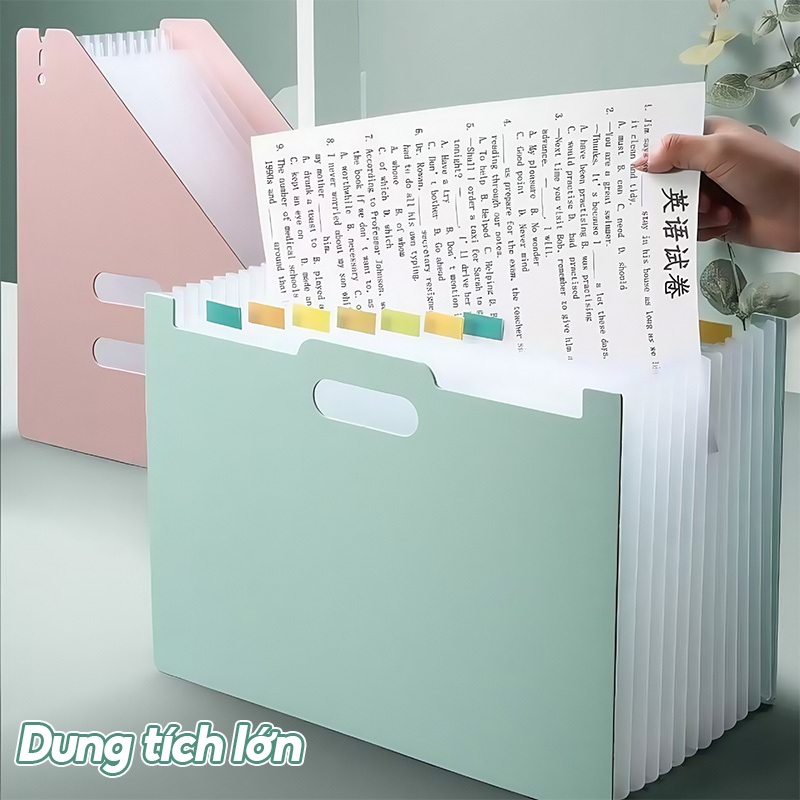 Túi Đựng Tài Liệu File A4 Cho Học Sinh Văn Phòng Phẩm, Nhiều Ngăn Tiện Lợi, Chất Liệu PP Cao Cấp, Chống Thấm Nước