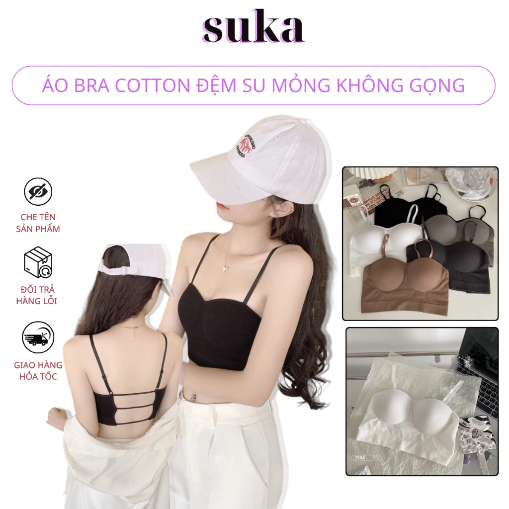 Áo Bra Cotton  Đệm Su Mỏng Không Gọng Hở Lưng Gợi Cảm 6522