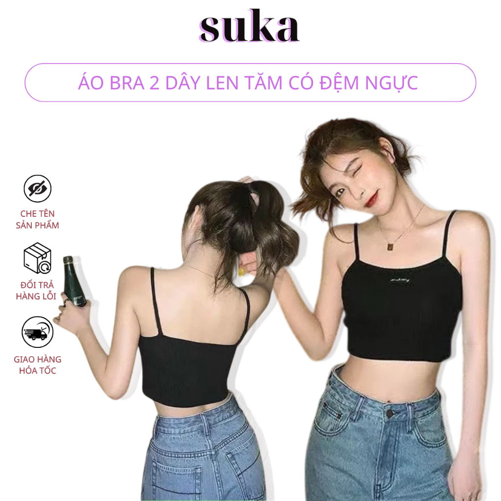 Áo Bra 2 Dây Len Tăm Có Đệm Ngực 6703