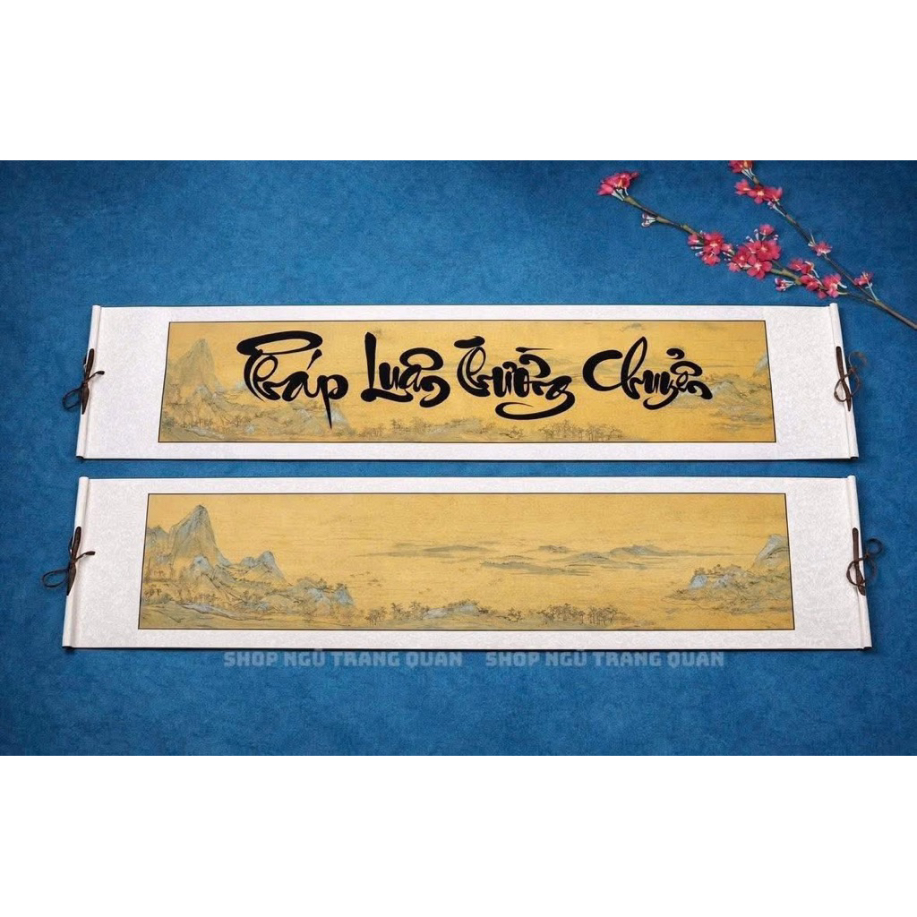 Biểu lụa trường hoành viết đại tự kích thước 40x178cm – thích hợp treo phòng khách, phòng thờ, thư phòng