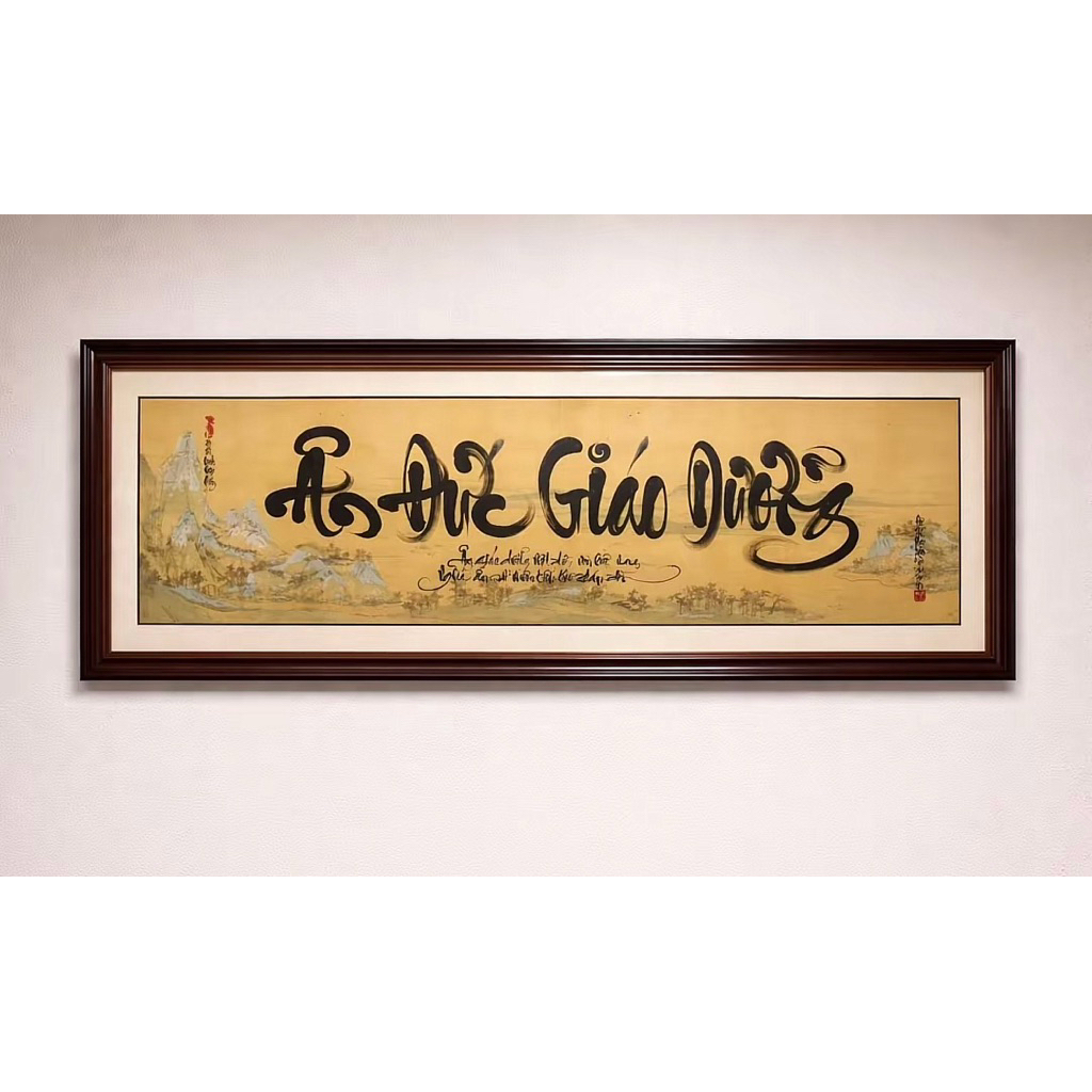 Biểu lụa trường hoành viết đại tự kích thước 40x178cm – thích hợp treo phòng khách, phòng thờ, thư phòng
