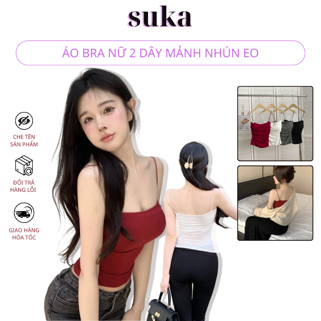 Áo Bra Nhún Eo Cổ U Hai Có Đệm Mút Chất Cotton mát Co dãn Dày Dặn nâng ngực 7289