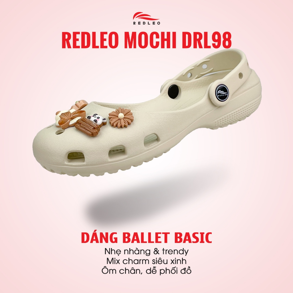 Dép Sục REDLEO Ballet Mochi – EVA Nhẹ Êm Chống Trơn Trượt Đi Học Đi Chơi, Tặng Kèm Charm DRL98