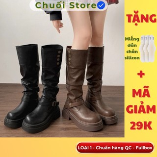 Giày boot nữ da PU tổng hợp dệt vải đế cao su thoải mái cá tính dễ mang thời trang