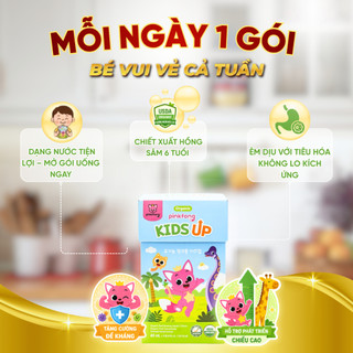 Nước Hồng Sâm Organic Pinkfong Kids Up Bổ Sung Canxi và Magie Hộp 10 gói x 40ml [DATE T10/2026]