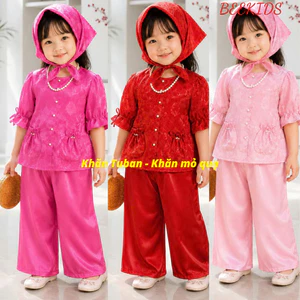 Móc dán tường Treo Khăn Mỏ Quạ, Mấn Hoa Tam Giác Cho Bé Gái Mặc Áo Bà Ba, Áo Yếm, Áo Dài Tết Chất Gấm KHAN01 - BEEKIDS