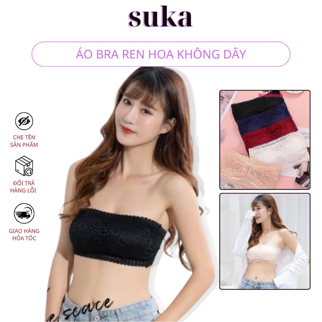 Áo Bra Ren Hoa Không Dây Có Móc Cài Sau 8814