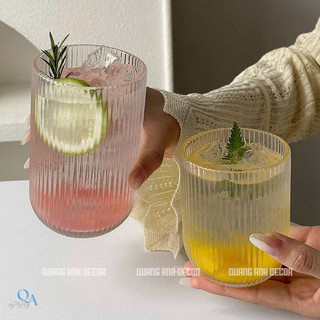 SET 6 Ly Thủy Tinh ĐÁY BẦU VÂN SỌC Phong Cách Hiện Đại | Cốc Uống Nước, Sinh Tố, Soda - DECOR, CAFE