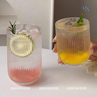 SET 6 Ly Thủy Tinh ĐÁY BẦU VÂN SỌC Phong Cách Hiện Đại | Cốc Uống Nước, Sinh Tố, Soda - DECOR, CAFE