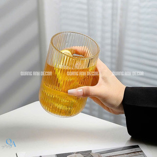 SET 6 Ly Thủy Tinh ĐÁY BẦU VÂN SỌC Phong Cách Hiện Đại | Cốc Uống Nước, Sinh Tố, Soda - DECOR, CAFE