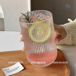 SET 6 Ly Thủy Tinh ĐÁY BẦU VÂN SỌC Phong Cách Hiện Đại | Cốc Uống Nước, Sinh Tố, Soda - DECOR, CAFE