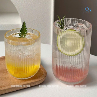 SET 6 Ly Thủy Tinh ĐÁY BẦU VÂN SỌC Phong Cách Hiện Đại | Cốc Uống Nước, Sinh Tố, Soda - DECOR, CAFE