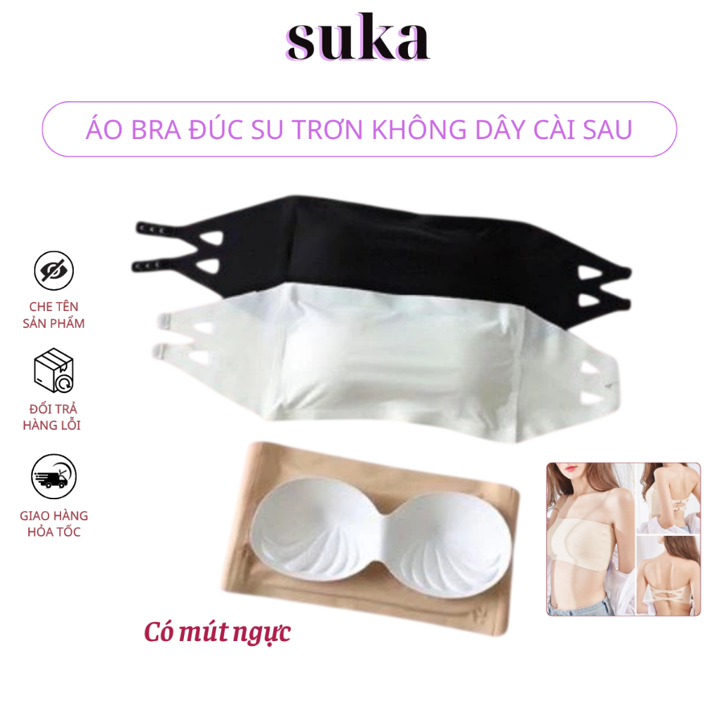 Áo Bra Đúc Su Trơn Không Dây Cài Sau Siêu Mềm Mịn 8883