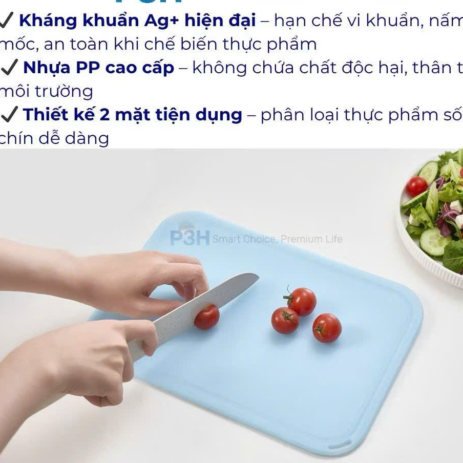 Bộ 2, bộ 3 thớt nhựa 2 mặt Yoko INOCHI kháng khuẩn, nhựa PP an toàn