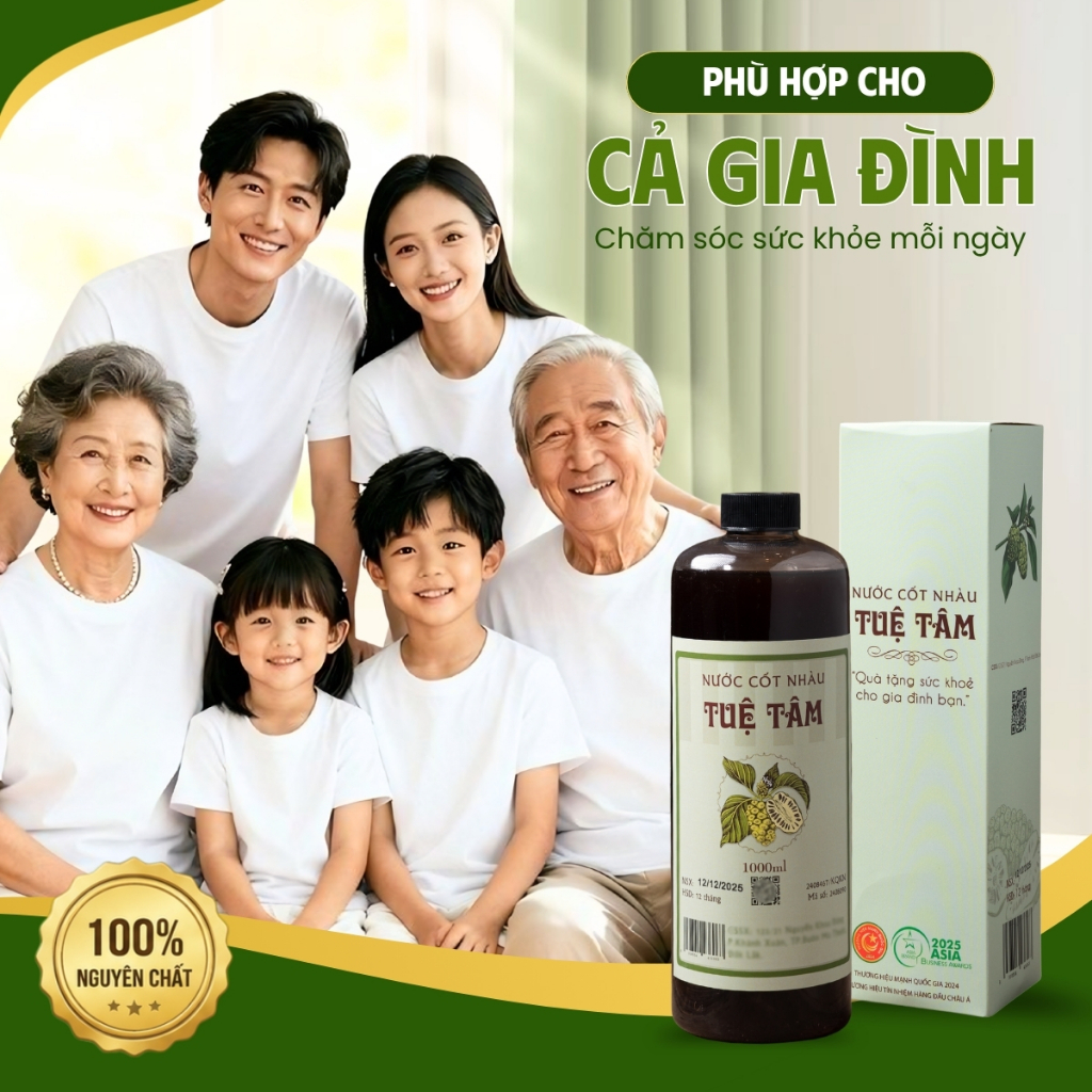 Nước cốt nhàu Tuệ Tâm nguyên chất 100% – hỗ trợ tiêu hóa, tăng đề kháng – chai 1000ml