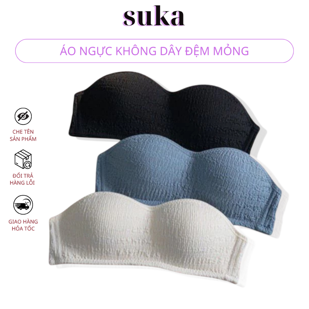 Áo Ngực Không Dây Đệm Mỏng Cúp Ngực, Không Gọng Mặc Được Có Dây B07