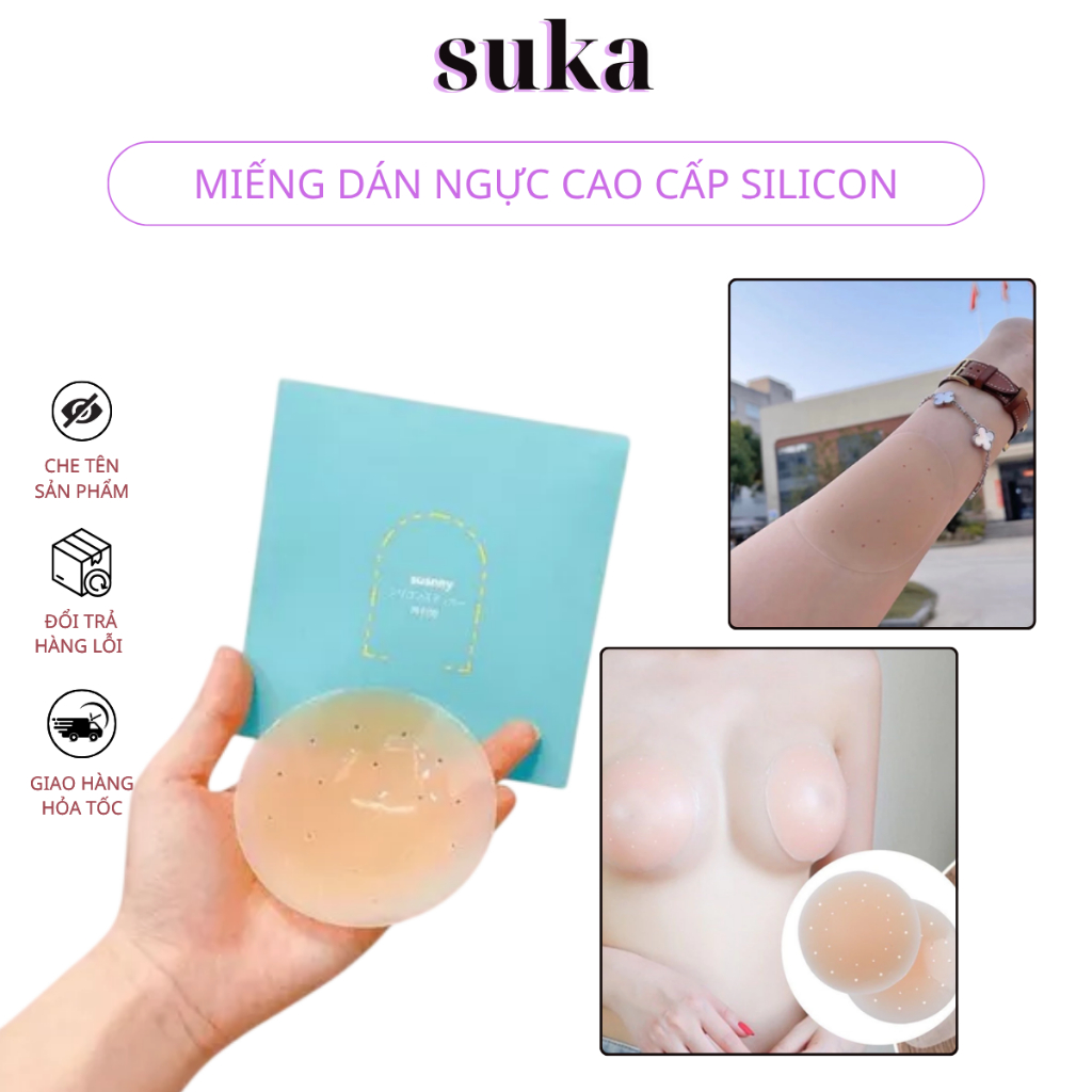 Miếng Dán Ngực Cao Cấp Silicon Lỗ Thoáng Khí chống nước tái sử dụng nhiều lần D200
