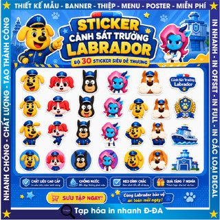 Set 50 Sticker Avatar Cảnh Sát Trưởng Labrador Loại To Hoạt Hình Trang Trí Laptop, Điện Thoại, Sổ Tay,
