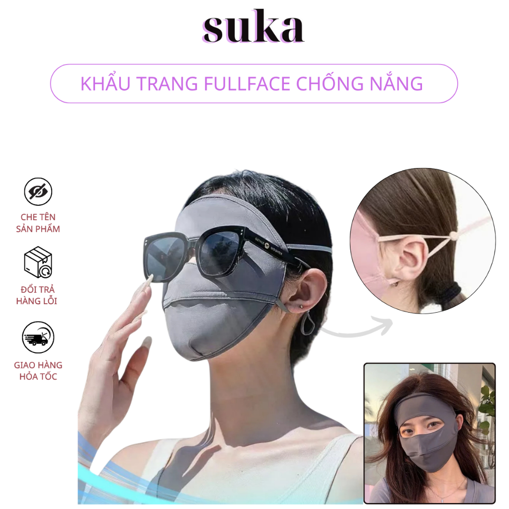 Mặt Nạ FullFace Chống Nắng, Chống Tia UV Tốt, Chất Liệu Cotton Su Mát Lạnh, Thoáng Khí KT2