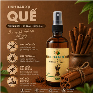 Chai xịt tinh dầu Quế 100ml - Hoa Nén - Nồng ấm thiên nhiên, khử mùi, ẩm mốc, đuổi muỗi, thơm phòn.g