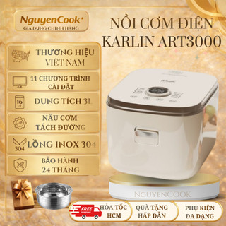 [INOX 304] Nồi Cơm Điện Đa Năng Karlin ART3000 – Lòng Vân Kim, Tách Đường, 11 Chế Độ Nấu NGUYENCOOK