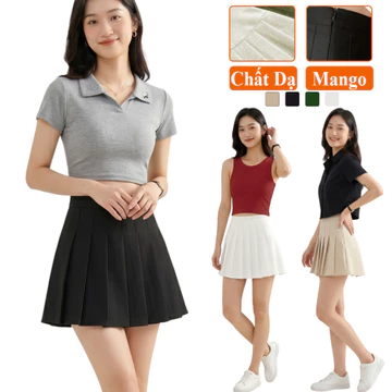 Chân Váy Xếp Ly Ngắn Tennis Lưng Cao Dáng Chữ A Công Sở Madela Có Quần Trong. Váy Chữ A Xếp Ly Ngắn Tennis Công Sở.