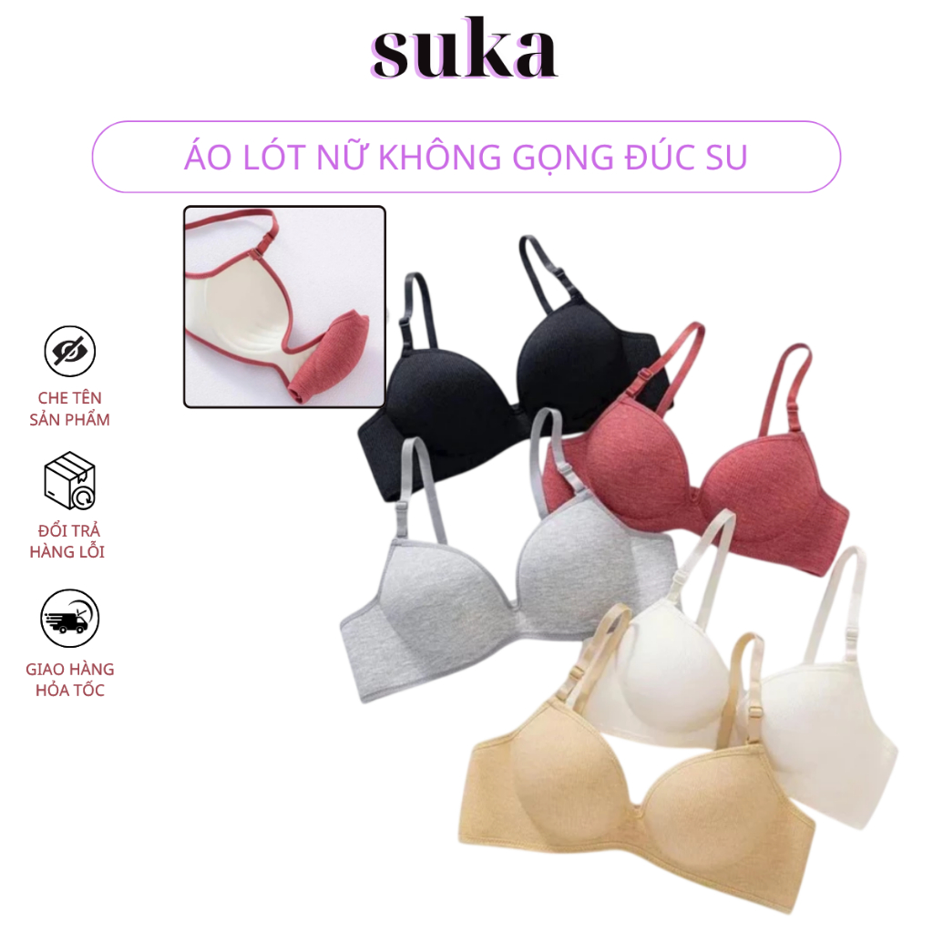Áo Lót Nữ Không Gọng Đúc Su Dày Quai Chéo 3cm Nâng Đẩy Vòng 1 Tạo Form Đẹp Q15