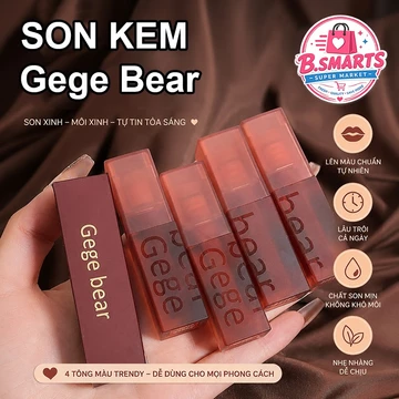 Son Môi Dạng Kem Lì Gege Bear 6 Màu Tone Đỏ Chuẩn Màu, Son Kem Lì Chất Mềm Mượt Lâu Trôi Lên Màu