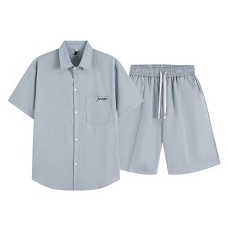 Set Bộ Áo Sơ Mi Quần Đùi Nam Mùa Hè 4 Màu Chất Đũi Cao Cấp 2026 Thêu Túi Thời Trang