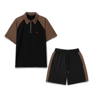 Bộ Đồ PoLo Nam Cộc Tay Pha Màu Kéo Khóa Quần Short Chất Liệu Cotton Cá Sấu Dày Dặn Thoáng Mát