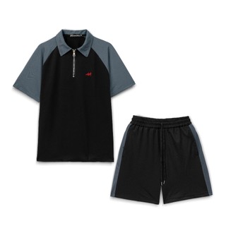 Bộ Đồ PoLo Nam Cộc Tay Pha Màu Kéo Khóa Quần Short Chất Liệu Cotton Cá Sấu Dày Dặn Thoáng Mát