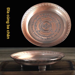 Đĩa Cúng Khói Đồng 13CM 3 Chân Chày Kim Cang Thủ Công Phong Thủy