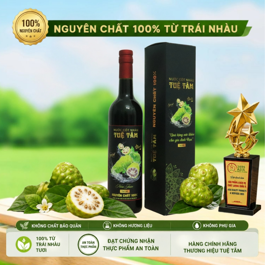 Nước Cốt Nhàu Tuệ Tâm 750ml chai thủy tinh an toàn hỗ trợ tiêu hóa và tăng đề kháng