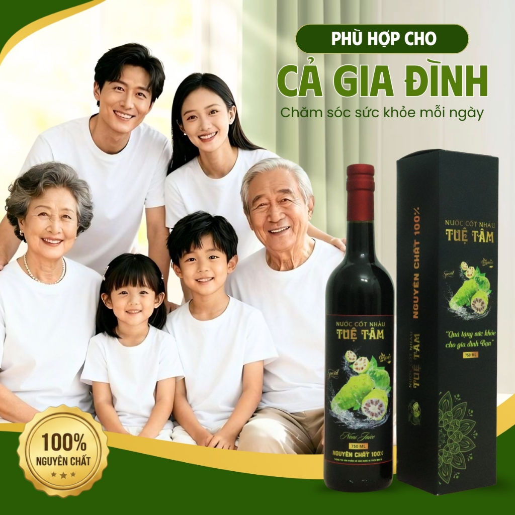 Nước Cốt Nhàu Tuệ Tâm 750ml chai thủy tinh an toàn hỗ trợ tiêu hóa và tăng đề kháng