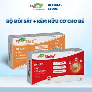 Bộ Đôi Sắt Kẽm Hữu Cơ Cho Bé Fitolabas BioFe+&Fitolabs ZinC + Giúp Bé Bổ Máu, Bé Ăn Ngon, Tăng Đề Kháng