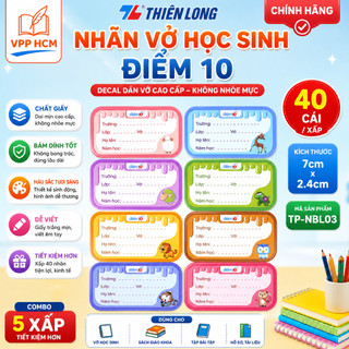 (XẤP 40 CÁI) NHÃN VỞ THIÊN LONG ĐIỂM 10 TP-NBL03 – CHẤT GIẤY DAI MỊN CAO CẤP, HOÀN HẢO