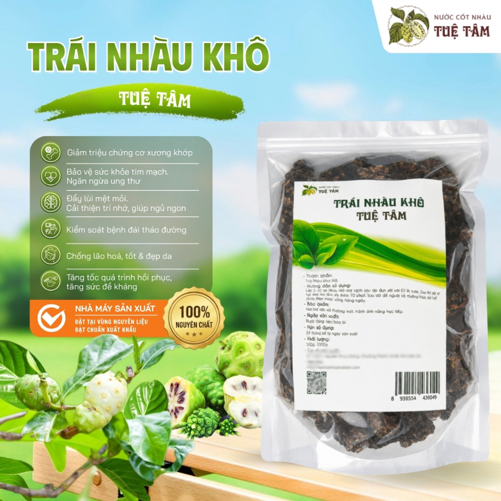 Trà nhàu khô 1kg từ trái nhàu sấy khô Tuệ Tâm - dễ uống mỗi ngày hỗ trợ tiêu hóa tăng cường đề kháng