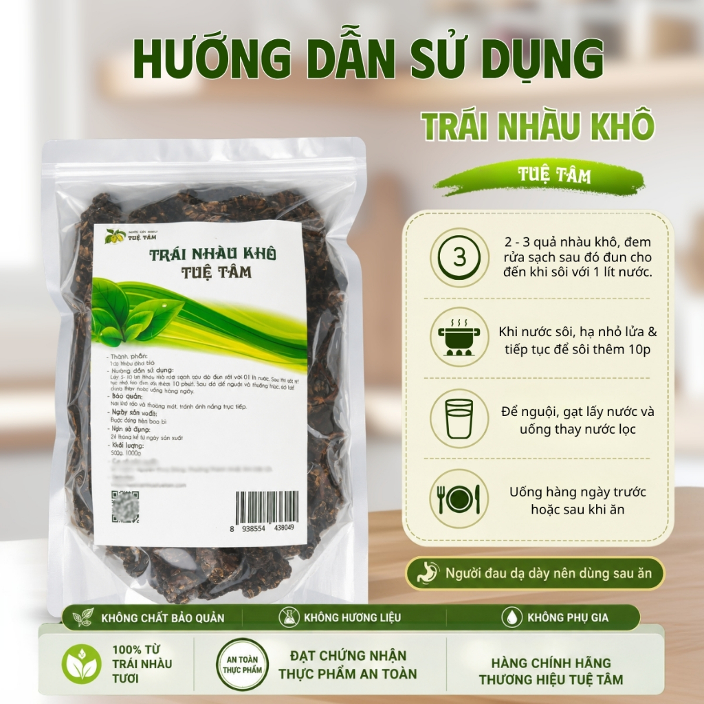 Trà nhàu khô 1kg từ trái nhàu sấy khô Tuệ Tâm - dễ uống mỗi ngày hỗ trợ tiêu hóa tăng cường đề kháng