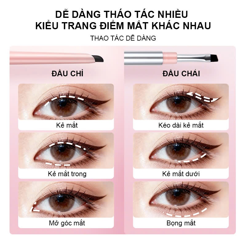 Chì kẻ mắt dạng Gel 2 đầu HEXZE tiện lợi, không lem, không trôi