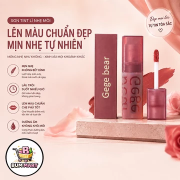 Son Kem Nhung Lì Gege Bear 6 Màu Sắc Đỏ Sang Trọng, Son Tint Dạng Kem Dễ Tán Lên Màu Chuẩn Xinh