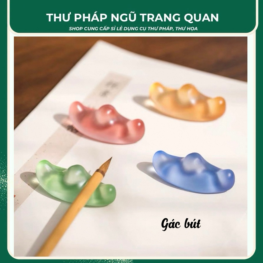 Gác bút thủy tinh lưu ly hình núi - Phụ kiện thư pháp decor bàn làm việc phong cách cổ điển