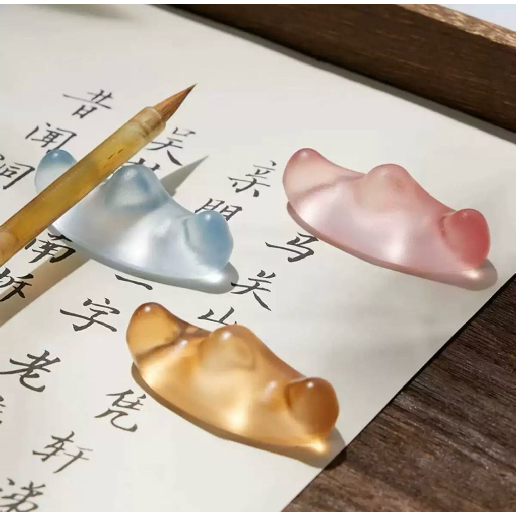 Gác bút thủy tinh lưu ly hình núi - Phụ kiện thư pháp decor bàn làm việc phong cách cổ điển