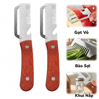 Dao Cắt Hành Tây 3IN1 Inox – Dụng Cụ Gọt Rau Củ Cán Gỗ Tiện Lợi